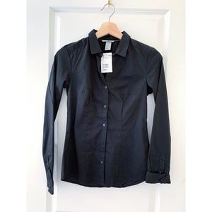 NWT H&M Black Button-Down Shirt, Size 4